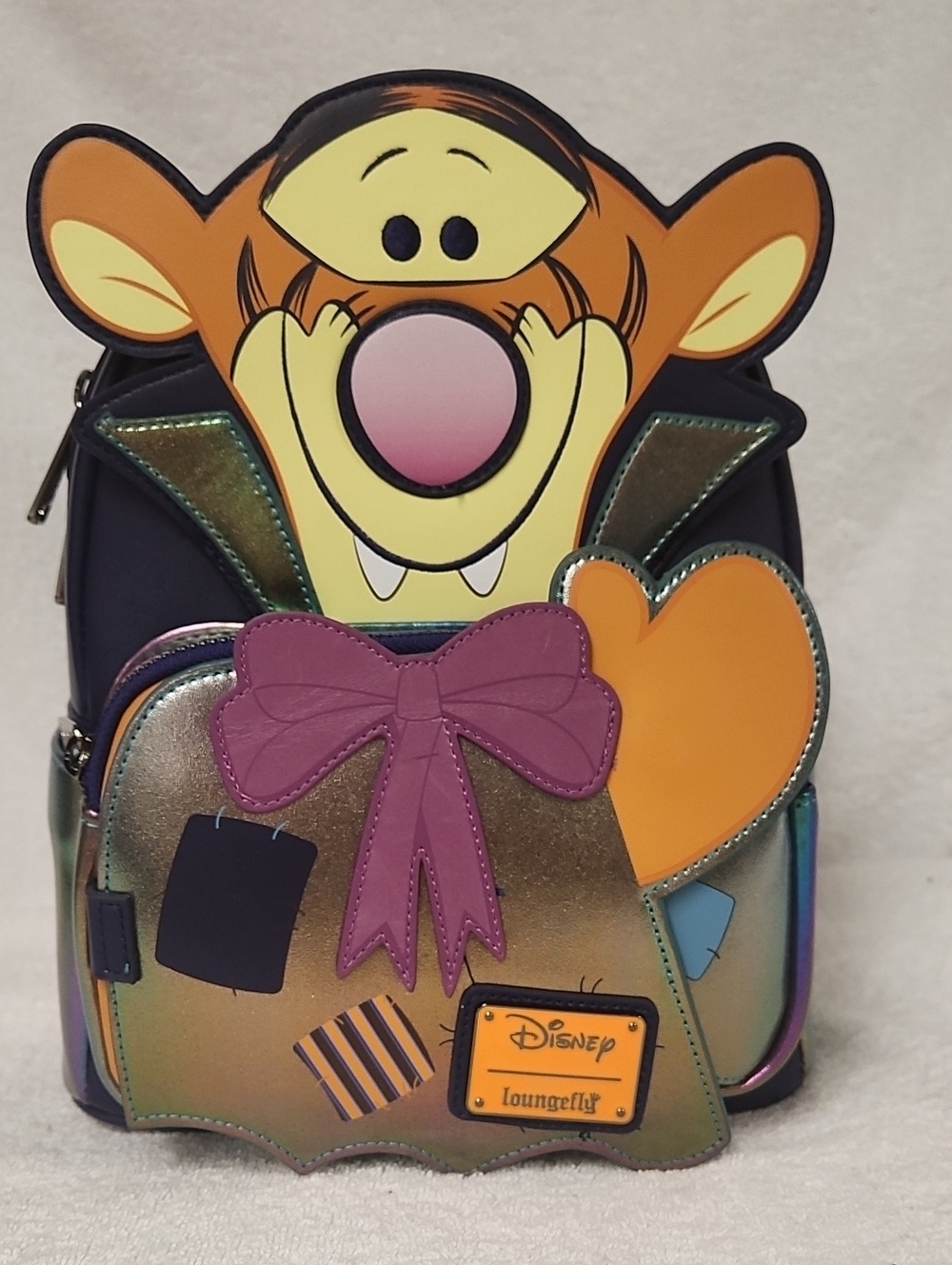 Rare Glowing Disney Loungefly Vampire Tigger Mini Backpack with Metallic Accents